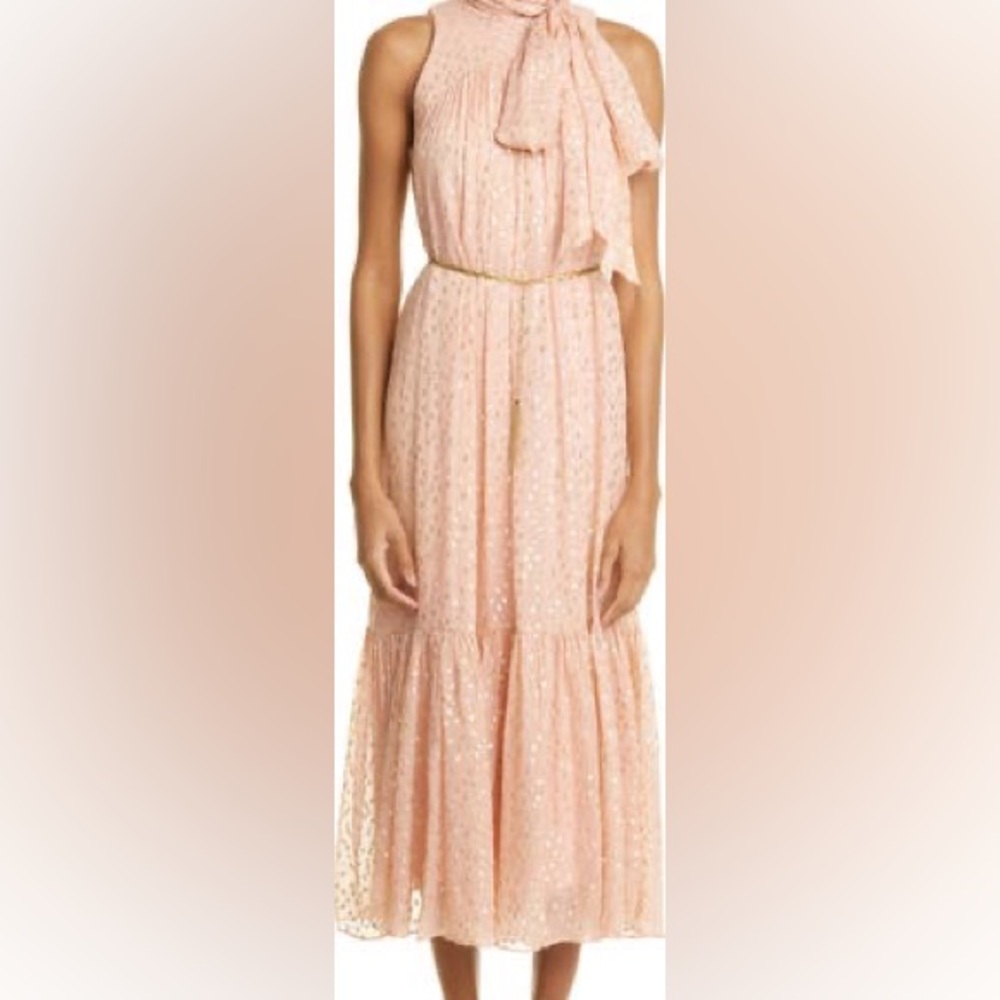 ZIMMERMANN  Tie Neck Silk Fil Coupé Midi Dress